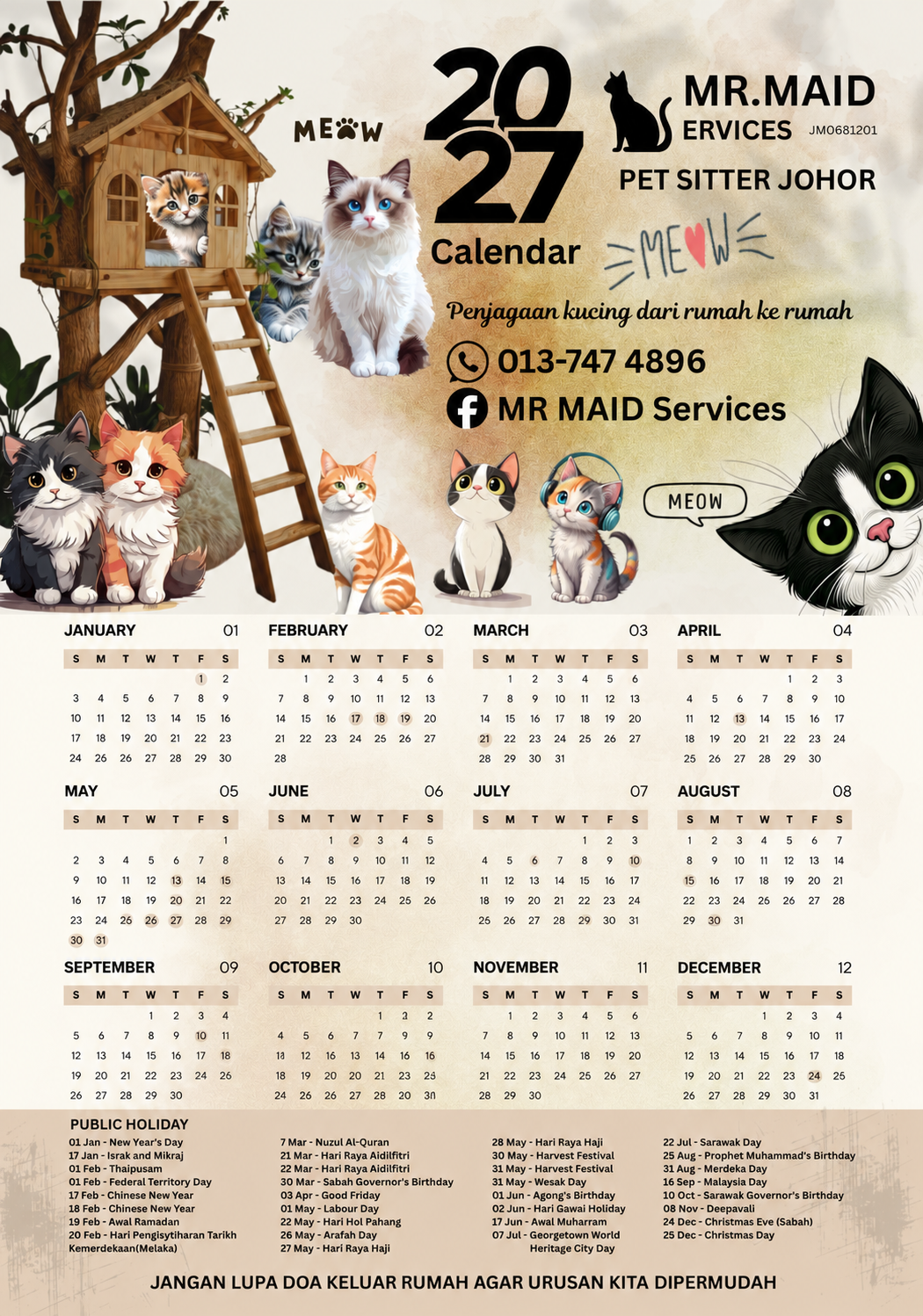 Poster calendar 2027 custom